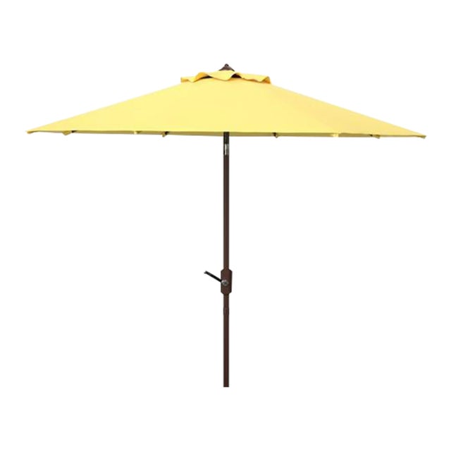 Outdoor UV Resistant Ortega 9 ft Auto Tilt Crank Umbrella - Yellow For Sale