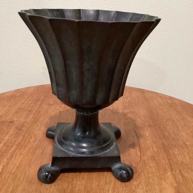 Mid 20th Century Vintage Bronze Brass Footed Urn Planter For Sale - Image 13 of 13