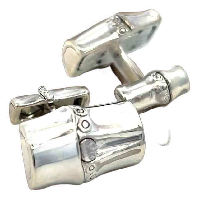 1990s Georg Jensen Estate Bambo Cufflinks Sterling Silver, 2 Pieces For Sale