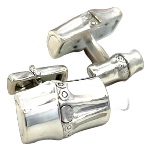 1990s Georg Jensen Estate Bambo Cufflinks Sterling Silver, 2 Pieces