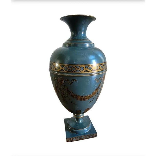 1970s Pair of Interior Concepts Hand-Painted Metal Vases For Sale - Image 5 of 10