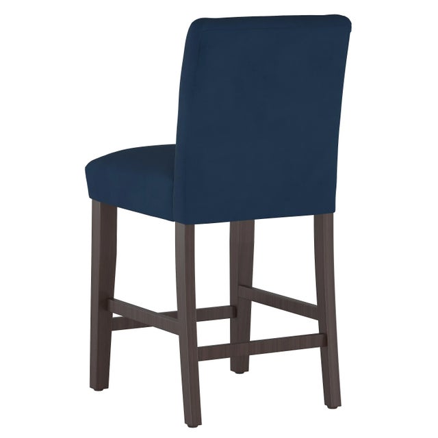 Spritely Home Chelsea Counter Stool in Ink Classic Velvet For Sale - Image 4 of 8