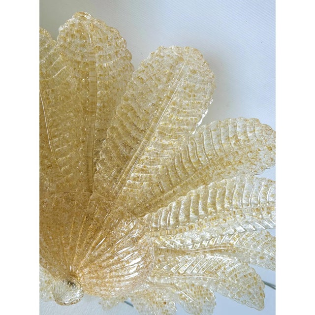 Venetian Amber Leaves Graniglia Murano Glass Flush Mount by Simoeng for Simoeng For Sale - Image 6 of 9