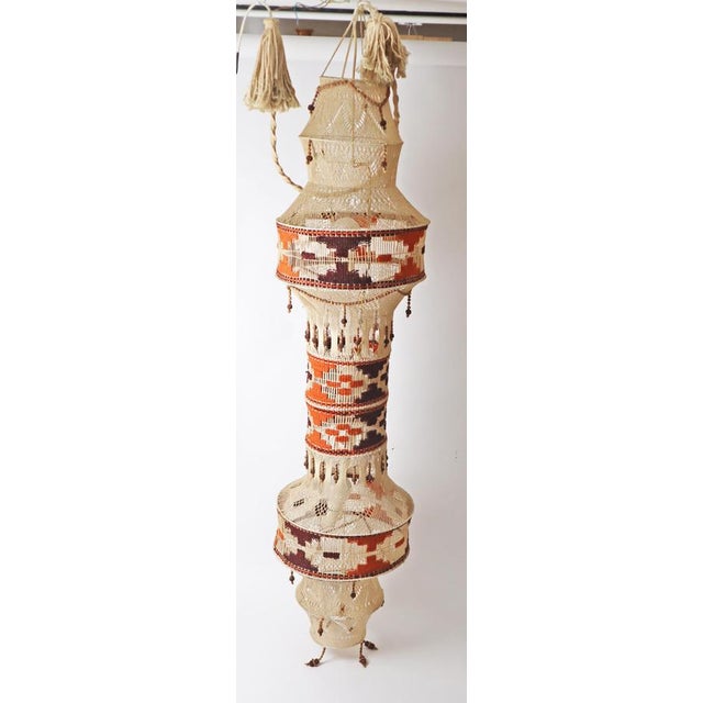 Native American Macrame Boho Staircase Hanging Lamp, 1970s For Sale - Image 3 of 18