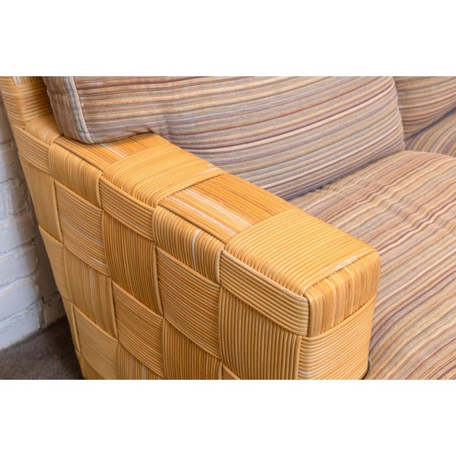 Donghia Rare Vintage John Hutton for Donghia Block Island Woven Rattan Sofa For Sale - Image 4 of 11
