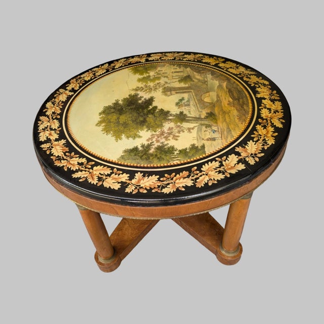 Mid 19th Century Antique Scagliola Table With Central Pastoral Landscape Medallion For Sale - Image 5 of 14