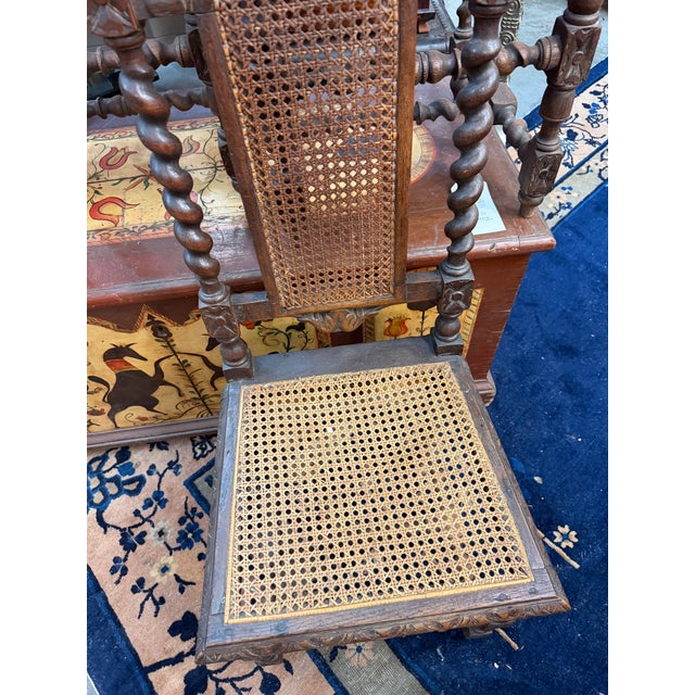 Brown Set of 6 19th-Century French Renaissance Carved Walnut Hunting Chairs For Sale - Image 8 of 17