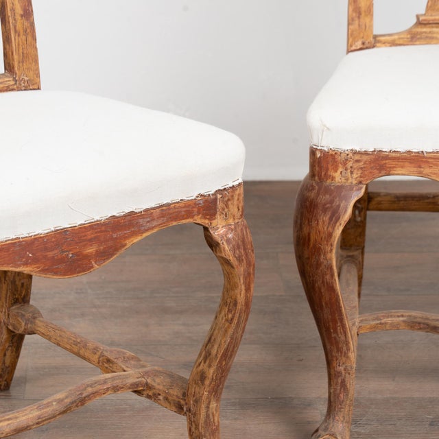 Wood Late 18th Century Pair of Swedish Red Painted Rococo Pine Side Chairs For Sale - Image 7 of 17