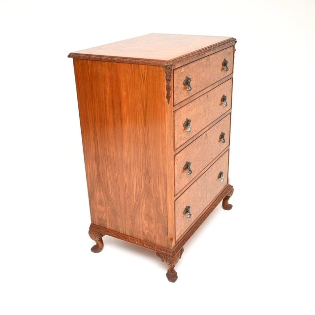 Antique Burr Walnut Chest of Drawers, 1920s For Sale - Image 3 of 9