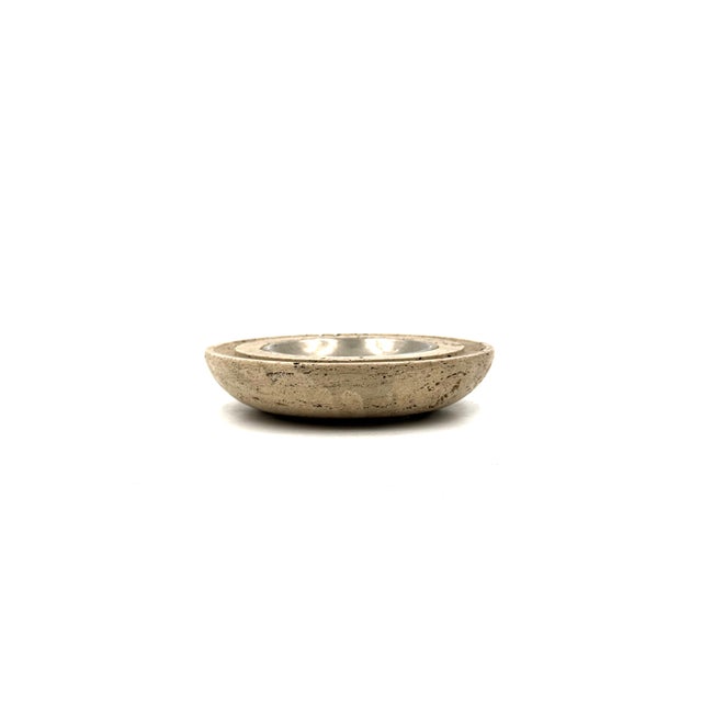 Mid-Century Modern Travertine & Brass Vide Poche / Ashtray, Cerri Nestore, Italy, 1970s For Sale - Image 3 of 8