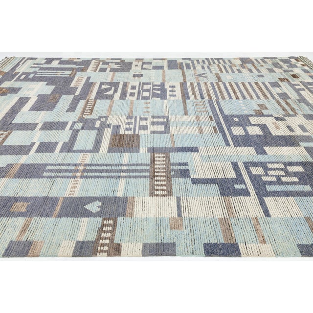 Textile 10x14 Abstract Urban Nomad: Modern Moroccan Style Handmade Wool Rug For Sale - Image 7 of 11