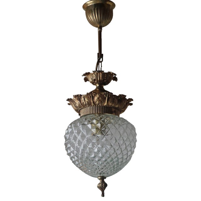 Hollywood Regency Gilded Pineapple Lantern Lamp from Massive, Belgium, 1970s For Sale
