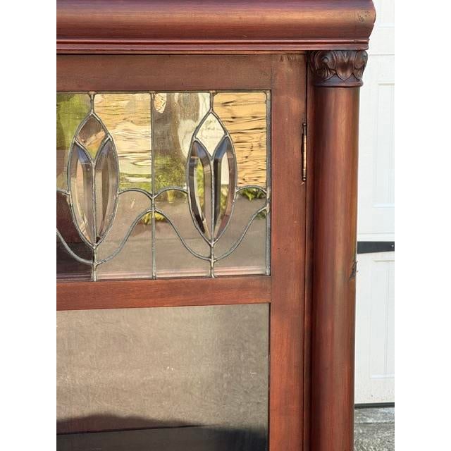 Larkin & Co. Antique Larkin 2 Door Mahogany Bookcase With Leaded Glass Doors For Sale - Image 4 of 18