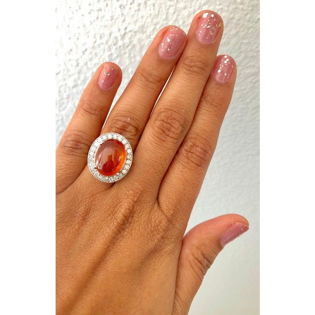 17.11 Carat Mandarin Garnet Diamond White Gold Cocktail Ring, Size 7 For Sale In Los Angeles - Image 6 of 6