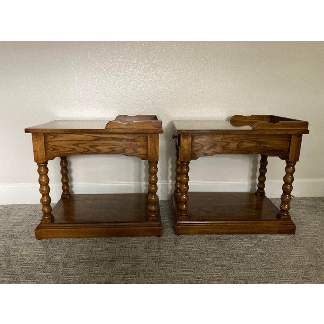 Vintage Drexel Heritage Side Tables With Drawer and Spindle Legs a Pair Chairish
