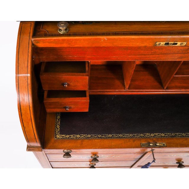 Antique English Late Victorian Sheraton Revival Satin Wood Bureau, 19th Century For Sale - Image 14 of 18