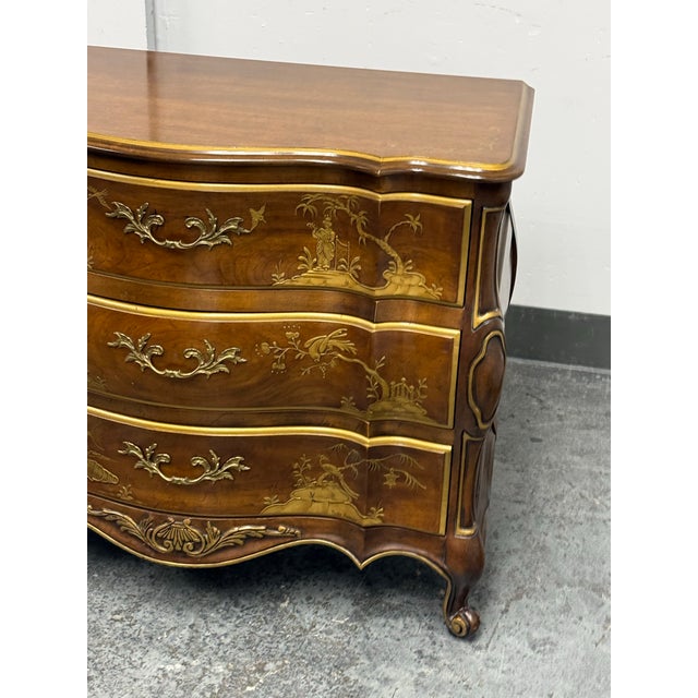 Phyllis Andrade for White Furniture Company Chinoiserie Bombe Chest of Drawers, Vintage For Sale - Image 4 of 12