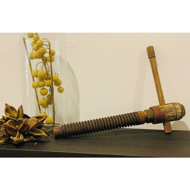 Primitive Industrial Antique Large Decorative Wooden Screw For Sale - Image 12 of 12