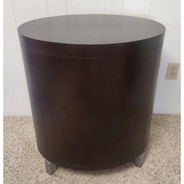 2010s Michael Weiss Oval End Table Nightstand Quartersawn Oak For Sale - Image 5 of 12