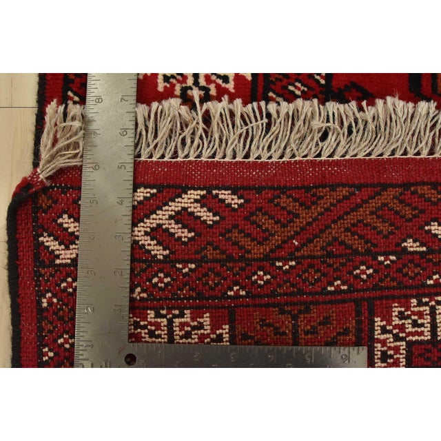 Turkmen Runner 2’7” X 9’2” Red Wool Vintage Tribal Hand-Knotted Oriental Rug For Sale - Image 12 of 12