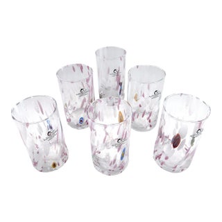 Hand Blown Alessandro Coppola Murano Art Glass Tumblers Handcrafted in Italy - Set of 6 For Sale