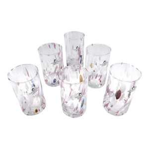 Hand Blown Alessandro Coppola Murano Art Glass Tumblers Handcrafted in Italy - Set of 6