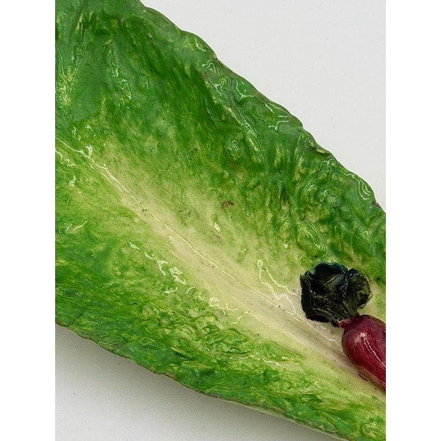 Late 19th Century Italian Lettuceware Majolica Dishes With Radish Reliefs - Pair For Sale In New York - Image 6 of 14