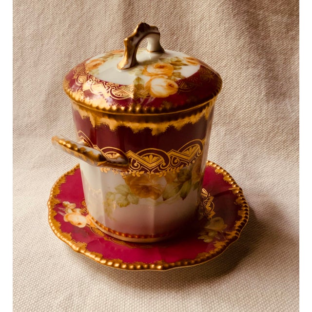 Antique Limoges Elite Works Porcelain Covered Condensed Milk Holder For Sale - Image 9 of 13
