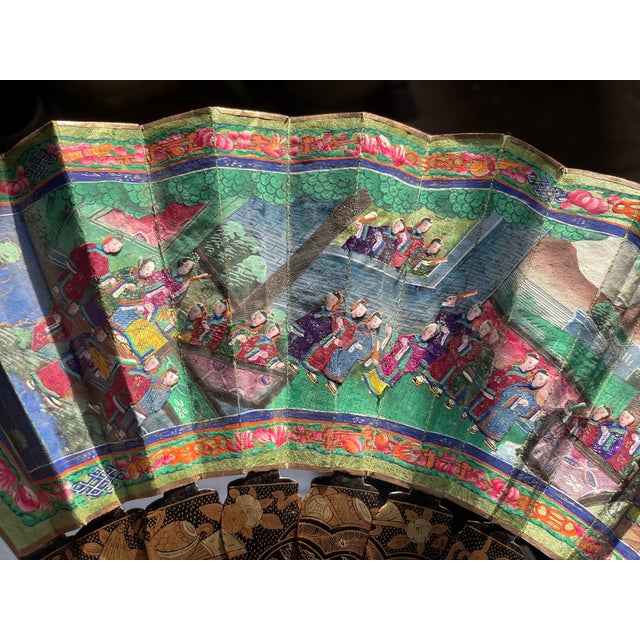 19th Century Chinese Export Hand Painted Manderin Fan For Sale - Image 11 of 11