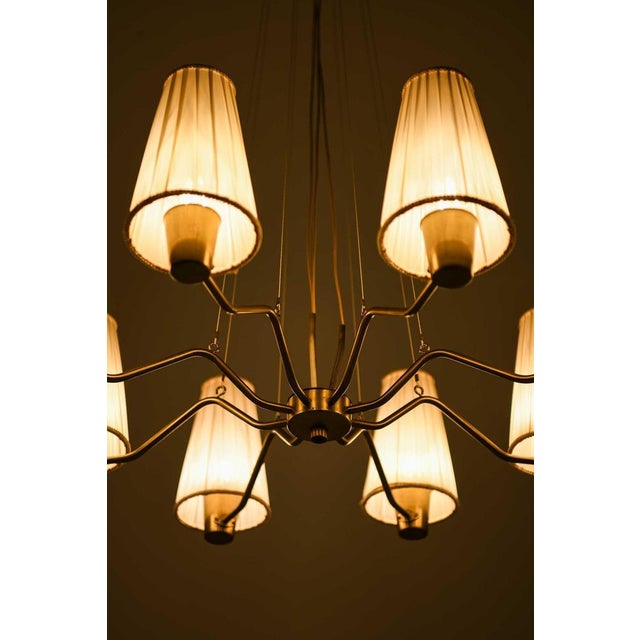 Brass and Fabric Chandelier by Hans Bergström for Asea, 1950s For Sale - Image 10 of 14