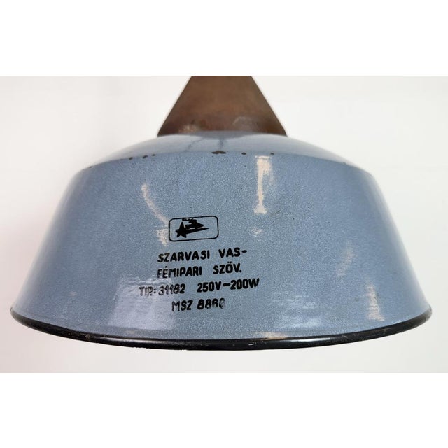 Industrial Grey Enamel and Cast Iron Pendant Light, 1960s For Sale - Image 4 of 17
