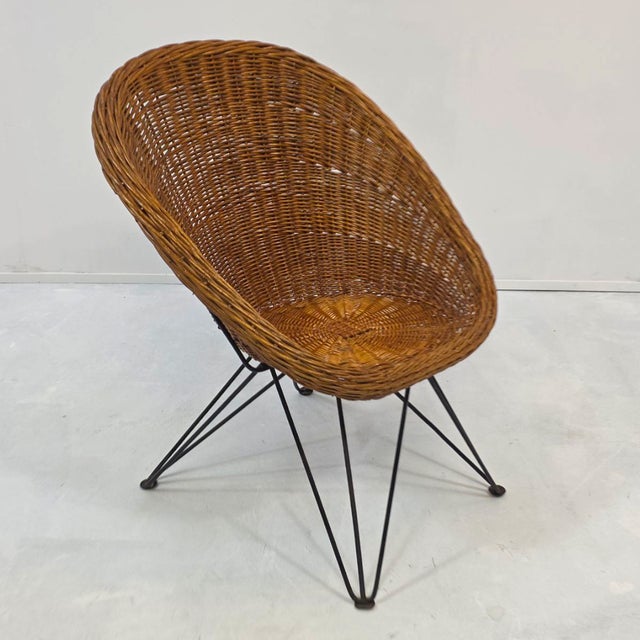 Dutch Rattan Chair by Teun Velthuizen for Urotan, 1950s For Sale - Image 4 of 9