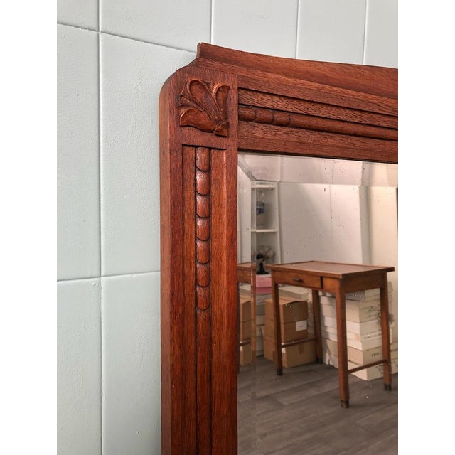 Vintage French Mirror in Carved Oak Frame, 1930s For Sale - Image 13 of 18