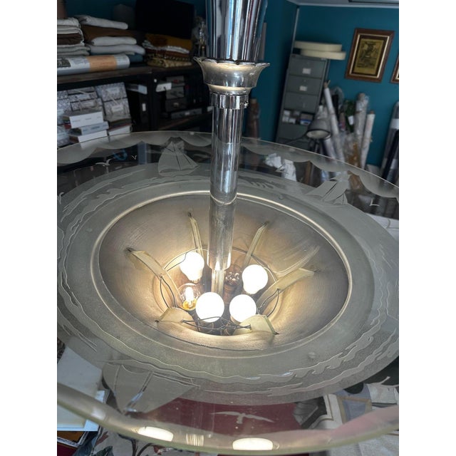 Vintage Art Deco Chandelier, 1930 For Sale - Image 9 of 14