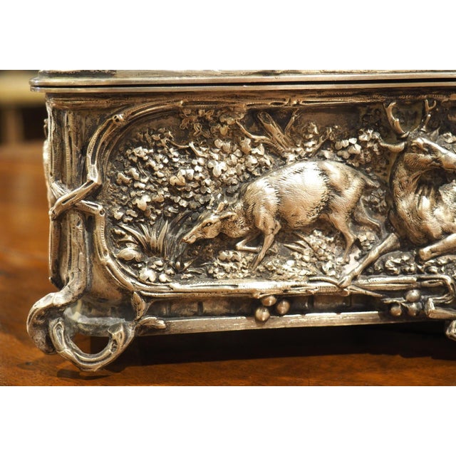 A Finely Cast Silvered Bronze Table Casket by L. Oudry, Paris, Circa 1865 For Sale In Dallas - Image 6 of 18