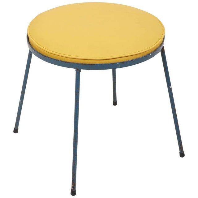 Red Wrought Iron Stool by Frederic Weinberg, 1960s For Sale - Image 8 of 8