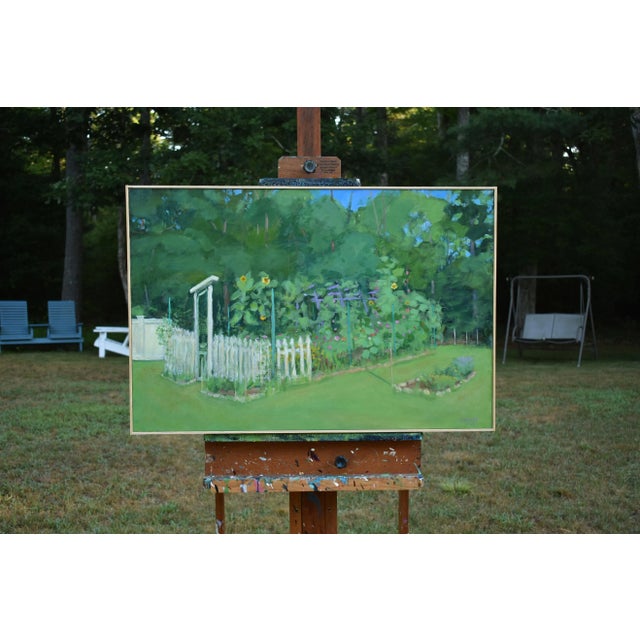 Contemporary Plein Air Painting, the Early Morning Garden, by Stephen Remick, Framed For Sale - Image 13 of 13