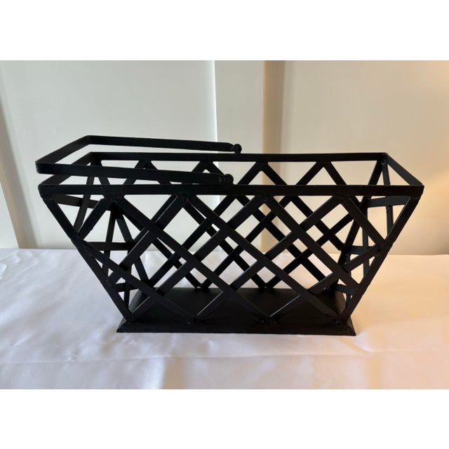 Black 1970s Mid Century Modern Metal Magazine Rack / Log Holder For Sale - Image 8 of 12