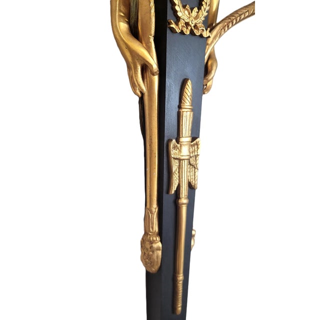 Pair French 19th C Empire Caryatid & Winged Lions Bronze Wall Sconces For Sale - Image 13 of 18