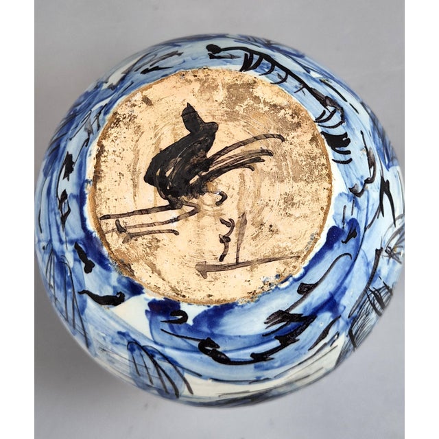 Antique Cantagalli Blue and White Savona Style Maiolica Cabinet Vase, Florence, 1884 For Sale - Image 12 of 13