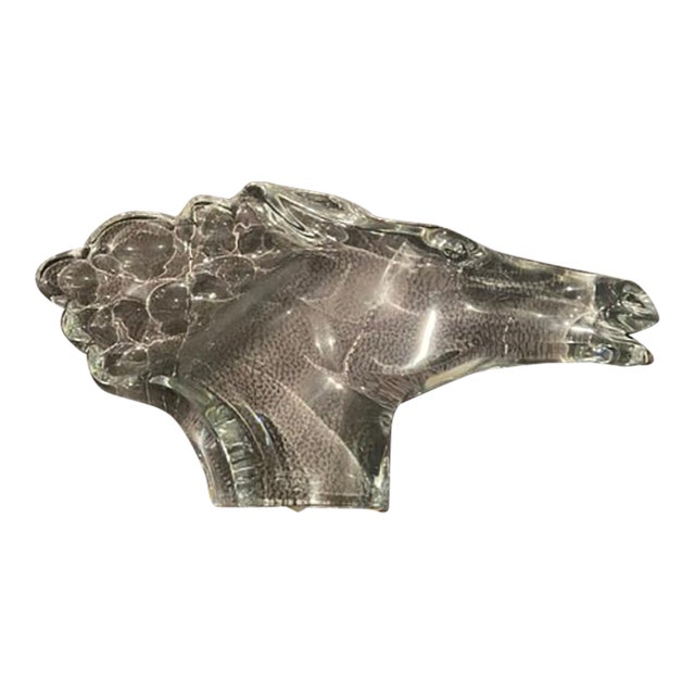 Mid 20th Century Baccarat Crystal Horse Head Sculpture For Sale