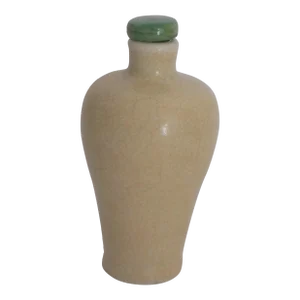 Antique Porcelain Snuff Bottle in Cream Crackle Glaze