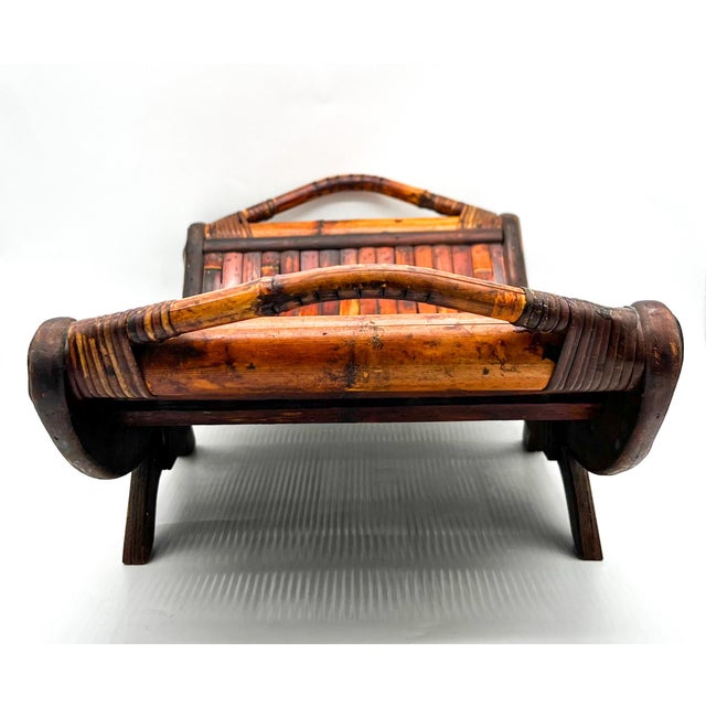 Vintage Handcrafted Bent Bamboo Display Tray on Stand – Organic Modern / Tropical For Sale - Image 11 of 13