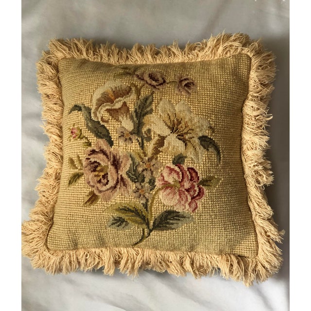 Vintage Needlepoint Floral Pillow Chairish