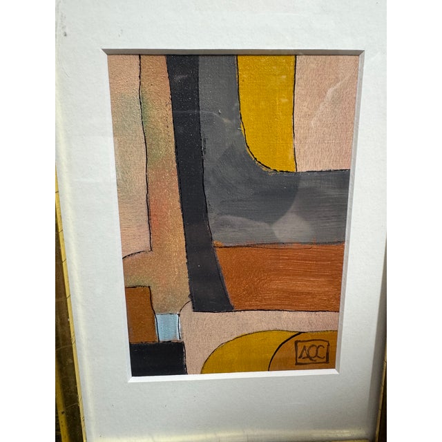 Original artwork abstract artwork framed in antique frame. Signed with initials AOC. Artist unknown. Acrylic easel...