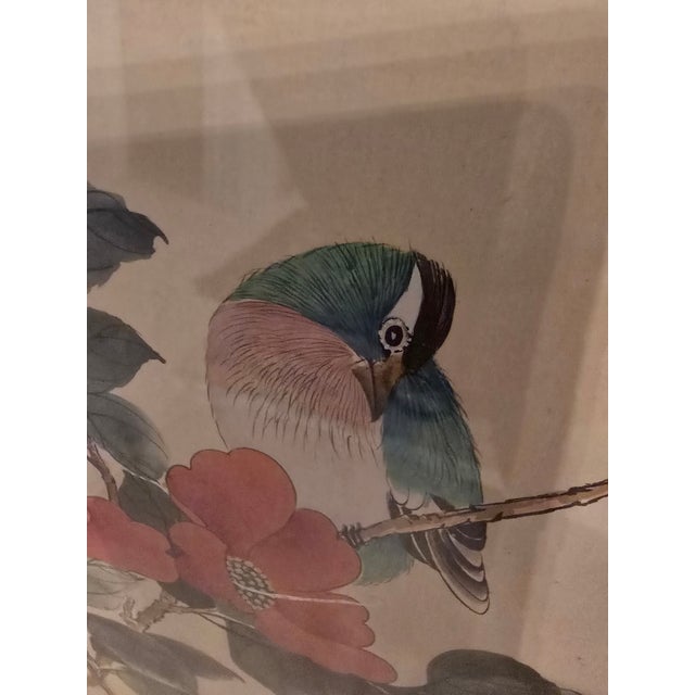 Vintage Asian Wc Painting Signed Bird of Paradise For Sale - Image 9 of 13