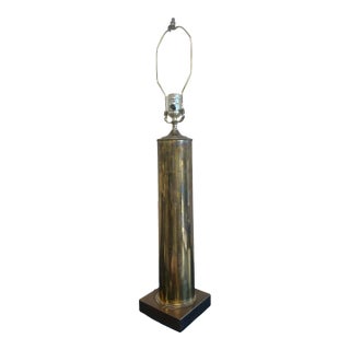 Mid 20th Century Trench Art Style - Artillery Shell Lamp With Square Brass Base For Sale