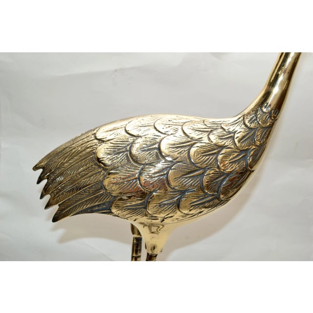 1970s Bronze Crane Life-Size Animal Sculpture Handcrafted Mid-Century Modern 1970 For Sale - Image 5 of 13