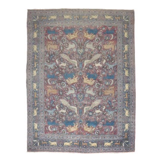 Animal Motif Persian Meshed early 20th Century Rug - 10'1" x 13'5" For Sale