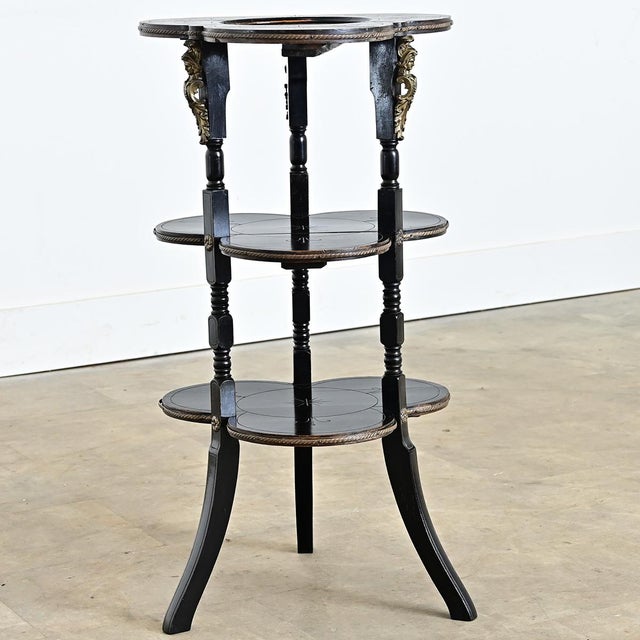 19th Century Napoléon III Etched & Ebonized Étagère For Sale - Image 11 of 16